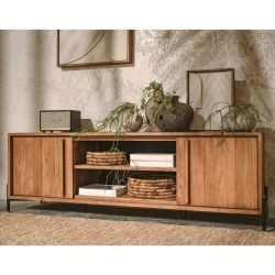 Meuble tv teck recyclé et pieds métal noir 171cm d-bodhi OUTLINE