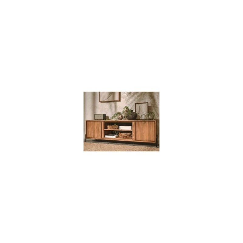 Meuble tv teck recyclé et pieds métal noir 171cm d-bodhi OUTLINE