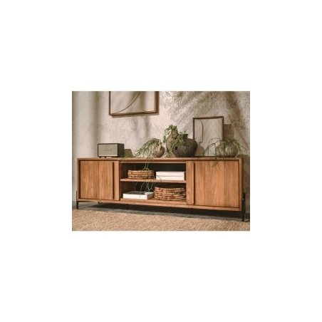 Meuble tv teck recyclé et pieds métal noir 171cm d-bodhi OUTLINE
