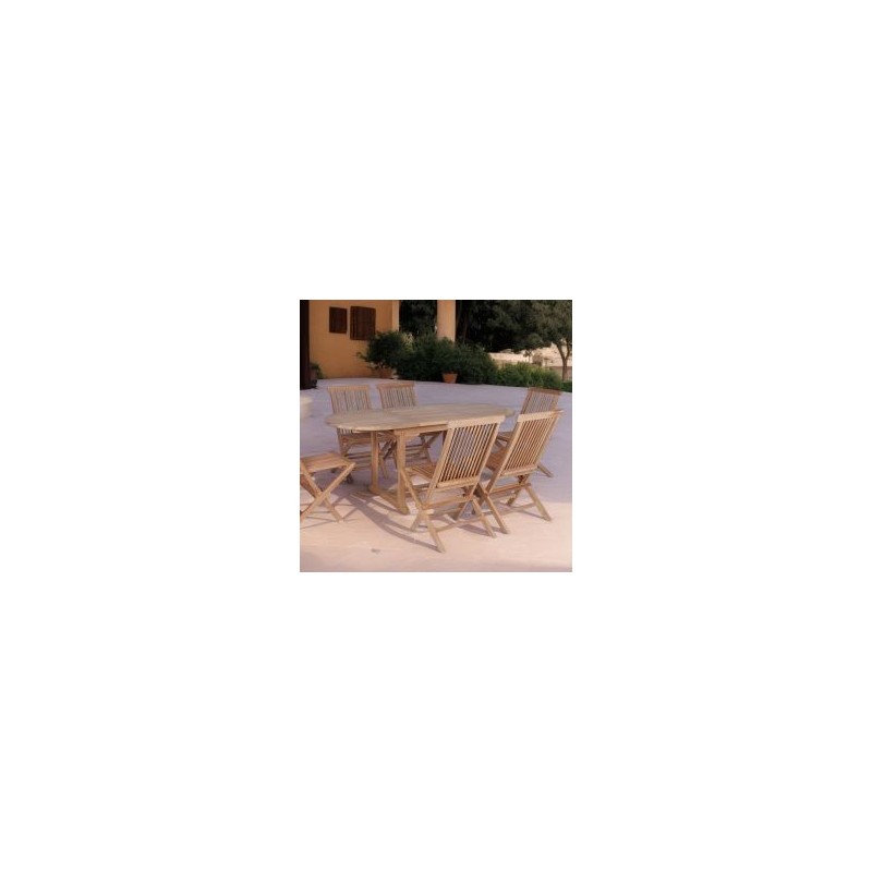 Table de jardin en teck extensible ovale 6 à 10 personnes 120/180cm