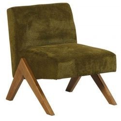 Fauteuil bois et tissu vintage vert 61cm Casita TOLGA