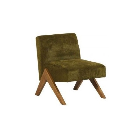 Fauteuil bois et tissu vintage vert 61cm Casita TOLGA