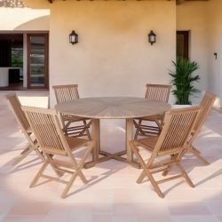 Table ronde teck massif extérieur Ø150cm