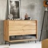 Commode 4 tiroirs façade chêne massif et verre 121cm ADAM