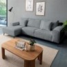 Canapé d'angle velours côtelé gris 278cm PUEBLO Casita retour gauche