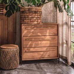 Commode 3 tiroirs teck massif recyclé 84cm d-bodhi OUTLINE