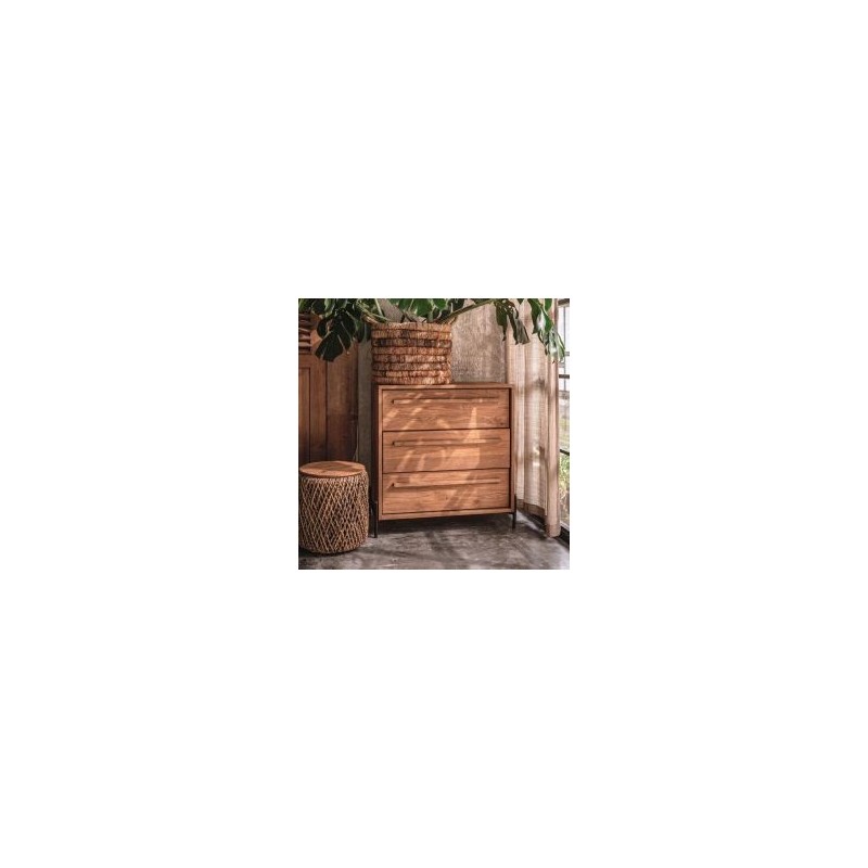 Commode 3 tiroirs teck massif recyclé 84cm d-bodhi OUTLINE