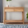 Console bois massif de chêne avec rangements 90cm JONAS