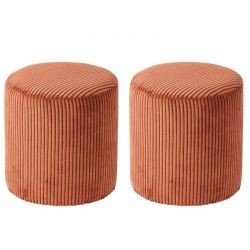 Lot de 2 poufs velours côtelé rouille 35cm Casita SNAW