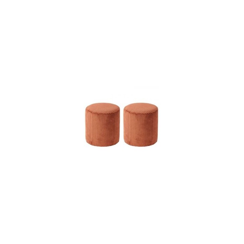 Lot de 2 poufs velours côtelé rouille 35cm Casita SNAW