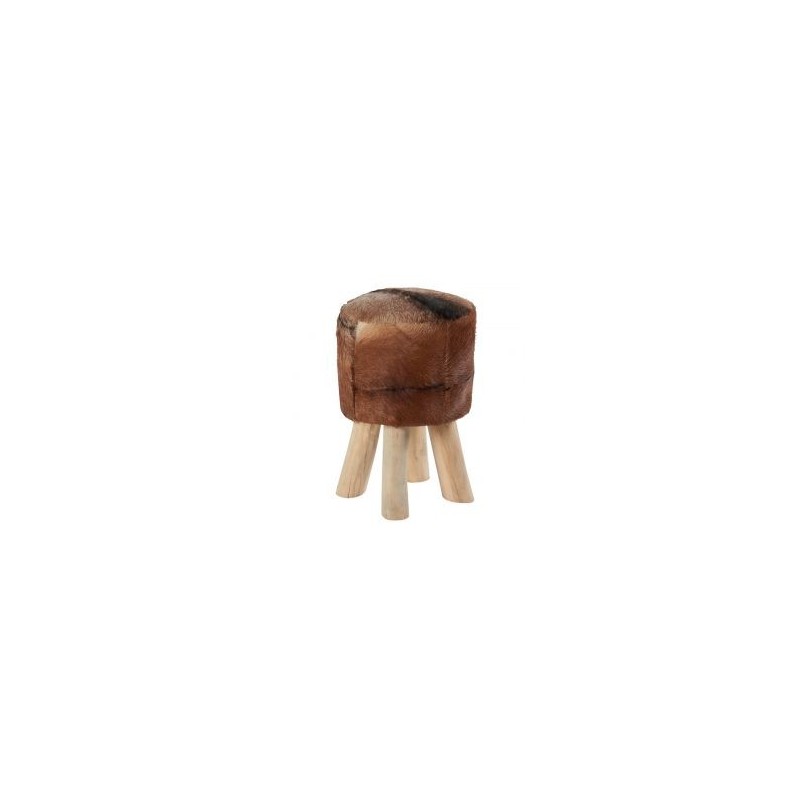 Pouf peau naturelle 4 pieds Casita FARMPOUFN1