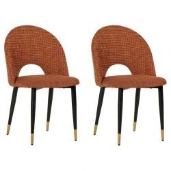 Lot de 2 chaises vintage en tissu rouille et métal Casita VERMONT CHAVERROU 14