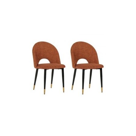 Lot de 2 chaises vintage en tissu rouille et métal Casita VERMONT CHAVERROU 14