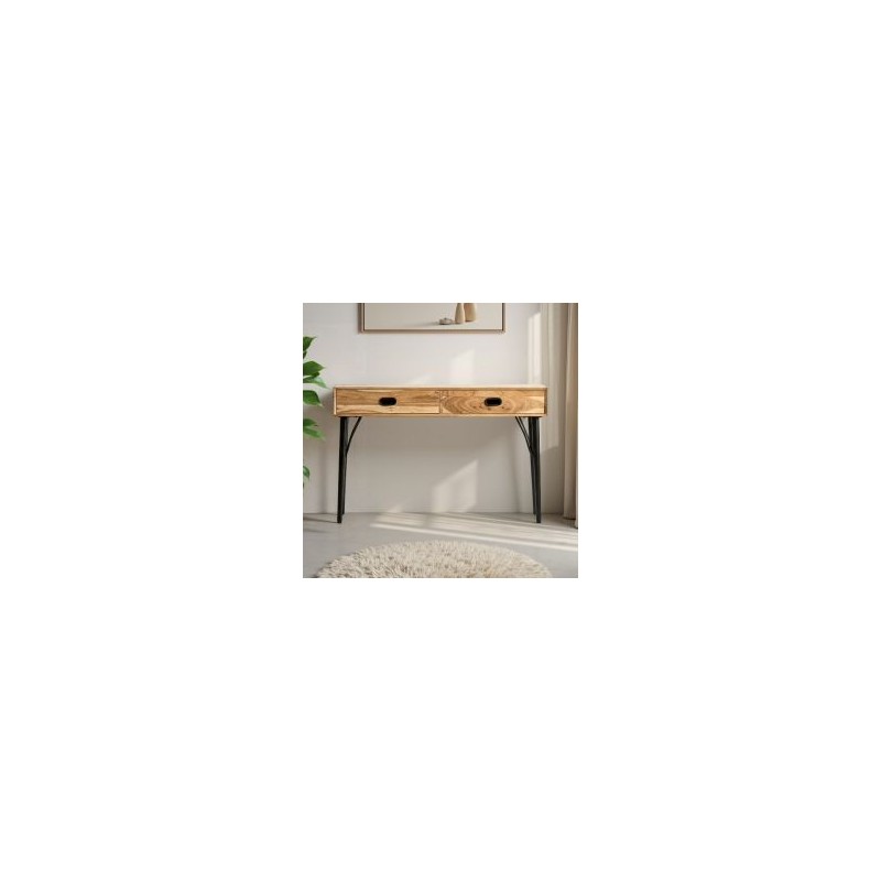 Console bois clair industriel SERENA 120cm