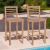 Lot de 2 chaises de bar teck massif pour jardin GARDEN