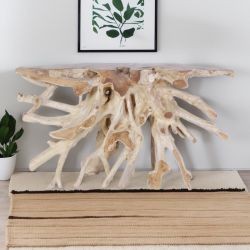 Console naturelle en racine de teck brute SOUCHE 140cm