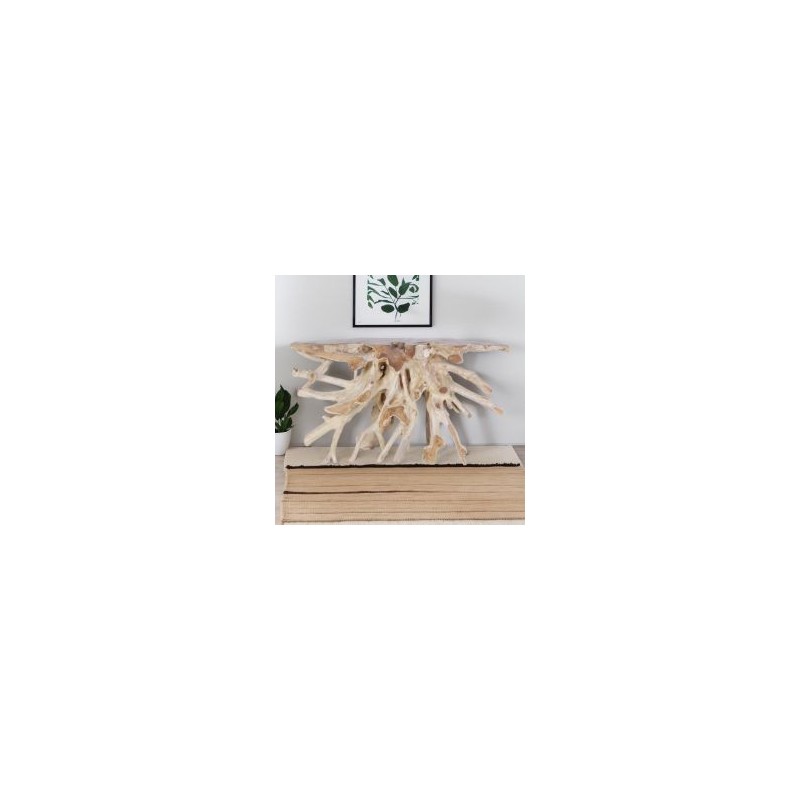 Console naturelle en racine de teck brute SOUCHE 140cm