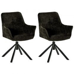 Lot de 2 chaises tournantes en tissu noir Casita EWING