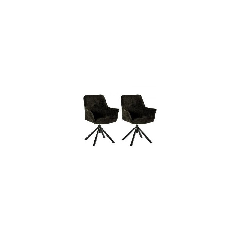 Lot de 2 chaises tournantes en tissu noir Casita EWING