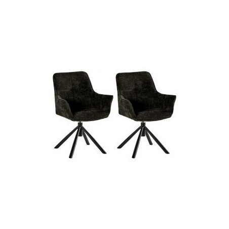 Lot de 2 chaises tournantes en tissu noir Casita EWING