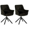Lot de 2 chaises tournantes en tissu noir Casita EWING