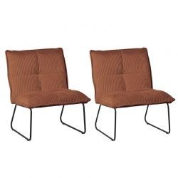 Lot 2 fauteuils velours côtelé rouille CALVIN