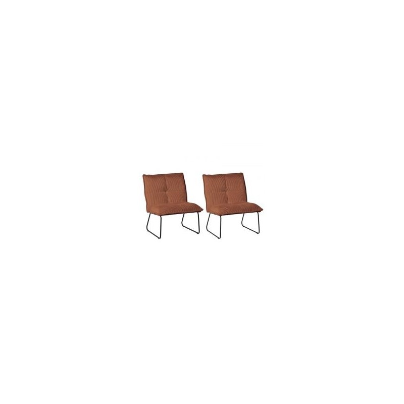 Lot 2 fauteuils velours côtelé rouille CALVIN
