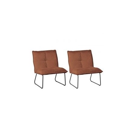 Lot 2 fauteuils velours côtelé rouille CALVIN