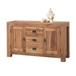 Buffet chêne massif 2 portes et 3 tiroirs 150cm Lodge Casita