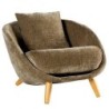 Fauteuil crapaud arrondi tissu taupe Casita Bryan