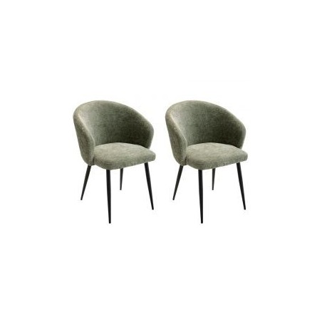 Lot de 2 chaises accoudoirs modernes tissu bouclé vert Casita KANSAS