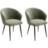 Lot de 2 chaises accoudoirs modernes tissu bouclé vert Casita KANSAS