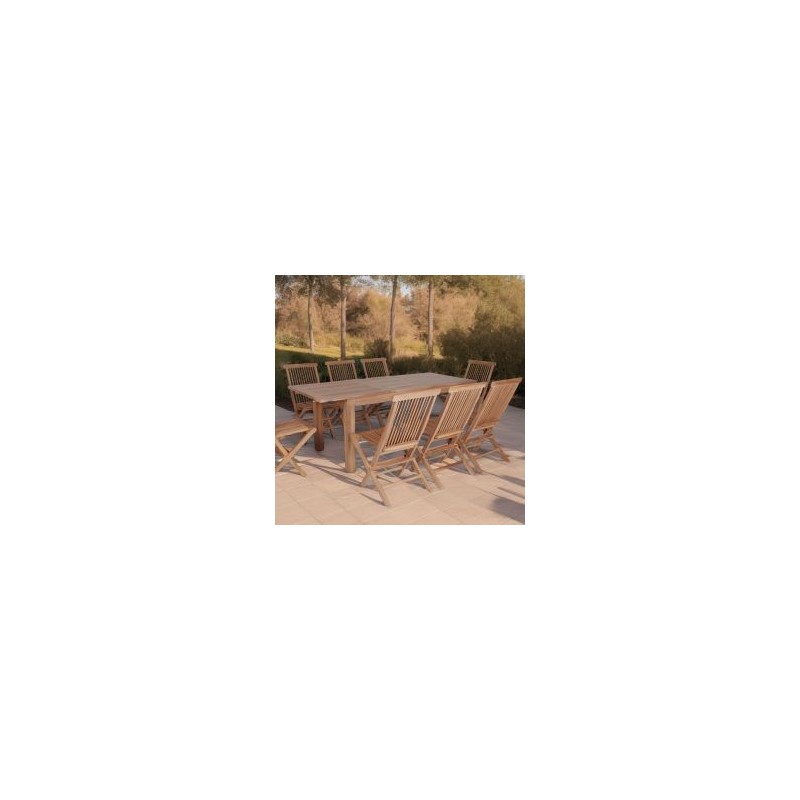 Table de jardin rectangulaire teck massif extensible 150cm