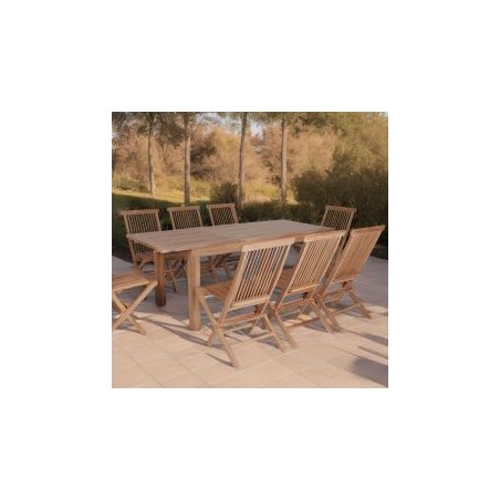 Table de jardin rectangulaire teck massif extensible 150cm