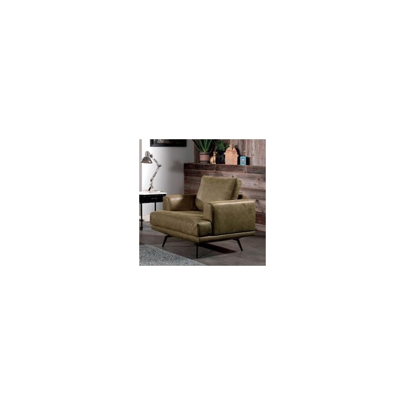 Fauteuil en cuir kaki 90cm Atri Casita ATF1BULLKAK