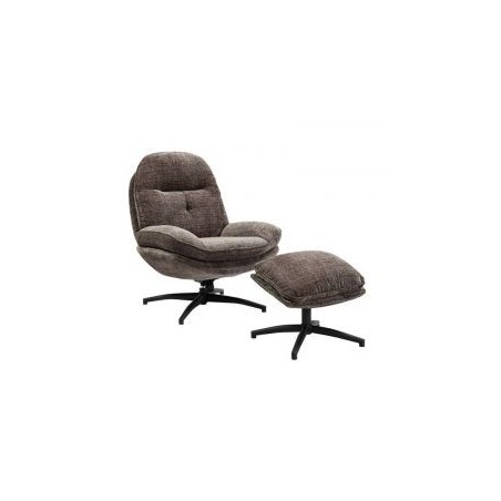 Fauteuil vintage inclinable cendre confort avec repose-pieds Casita BRANSON