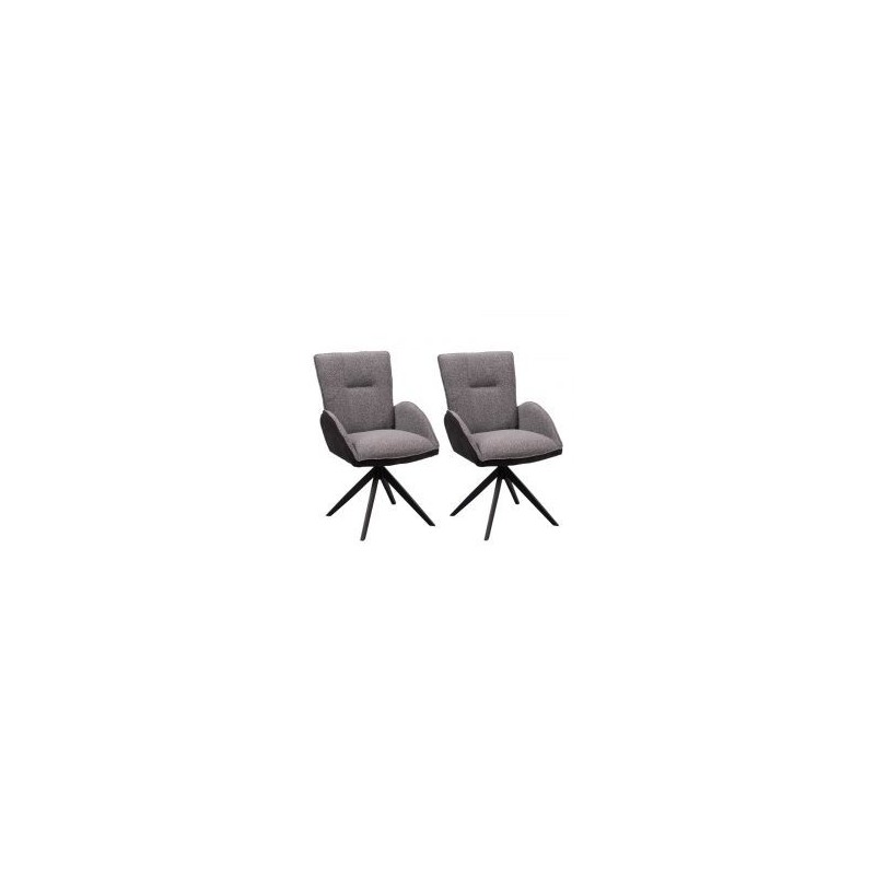 Lot de 2 chaise salle a manger pivotante en tissu anthracite EDDY Casita