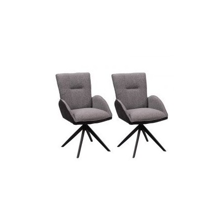 Lot de 2 chaise salle a manger pivotante en tissu anthracite EDDY Casita