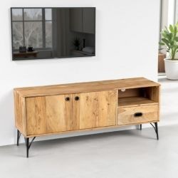 Meuble télé bois clair industriel SERENA 145cm