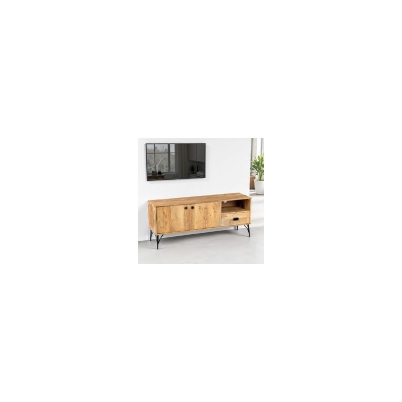 Meuble télé bois clair industriel SERENA 145cm