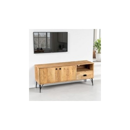 Meuble télé bois clair industriel SERENA 145cm