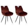 2 Chaises velours rouille Dina avec pieds métal noir et poignée Casita