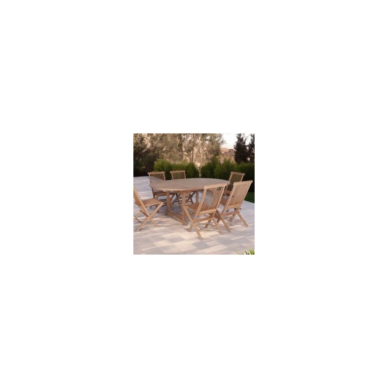 Table ronde extensible extérieur en teck massif Ø120/180cm