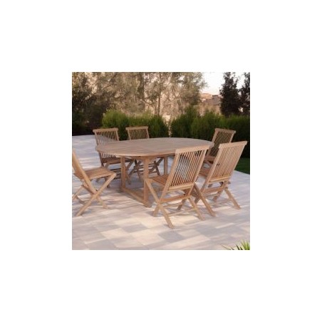 Table ronde extensible extérieur en teck massif Ø120/180cm