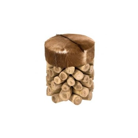 Pouf en rondins et peau naturelle Casita FARMRONDINN1