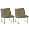 Lot 2 fauteuils velours côtelé vert kaki CALVIN