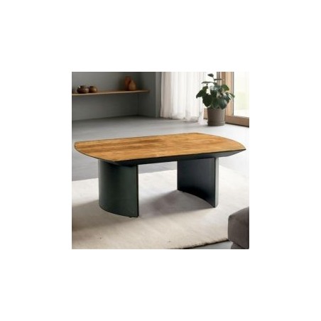 Table basse teck recyclé et pied métal arrondi 120cm Casita TROMS