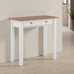 Console blanche  en bois de pin massif 93cm BIANCA 1 tiroir