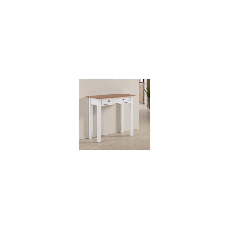 Console blanche  en bois de pin massif 93cm BIANCA 1 tiroir