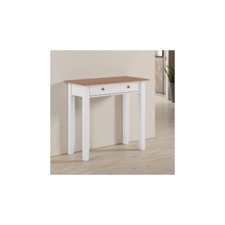 Console blanche  en bois de pin massif 93cm BIANCA 1 tiroir